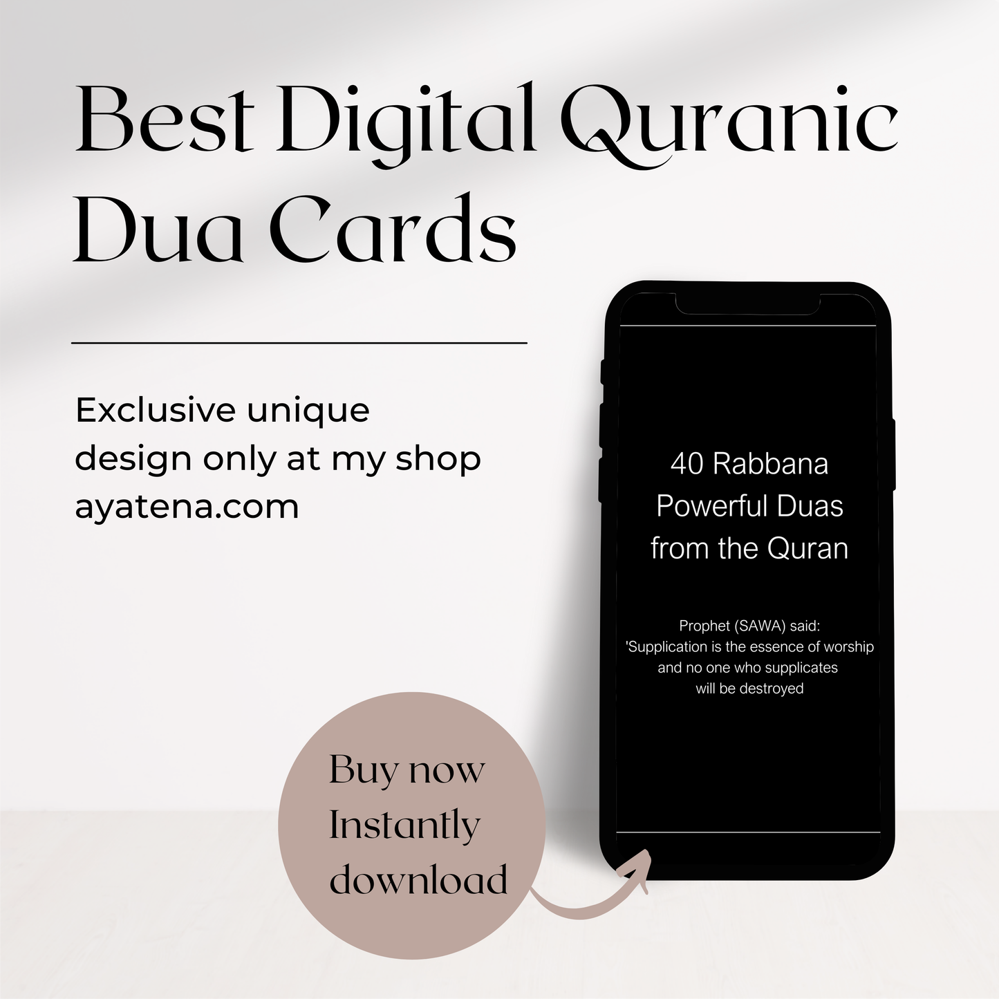 40 rabbana dua cards - with Clean, Elegant Black and White Design