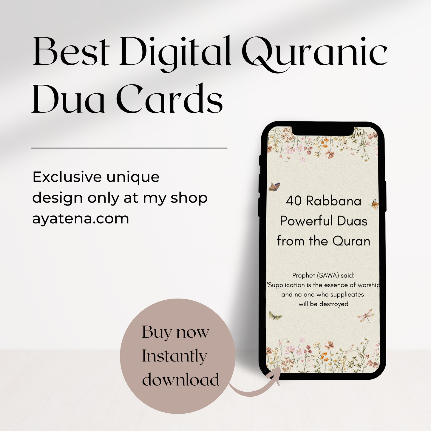 40 rabbana dua cards - Vintage Wildflower Design