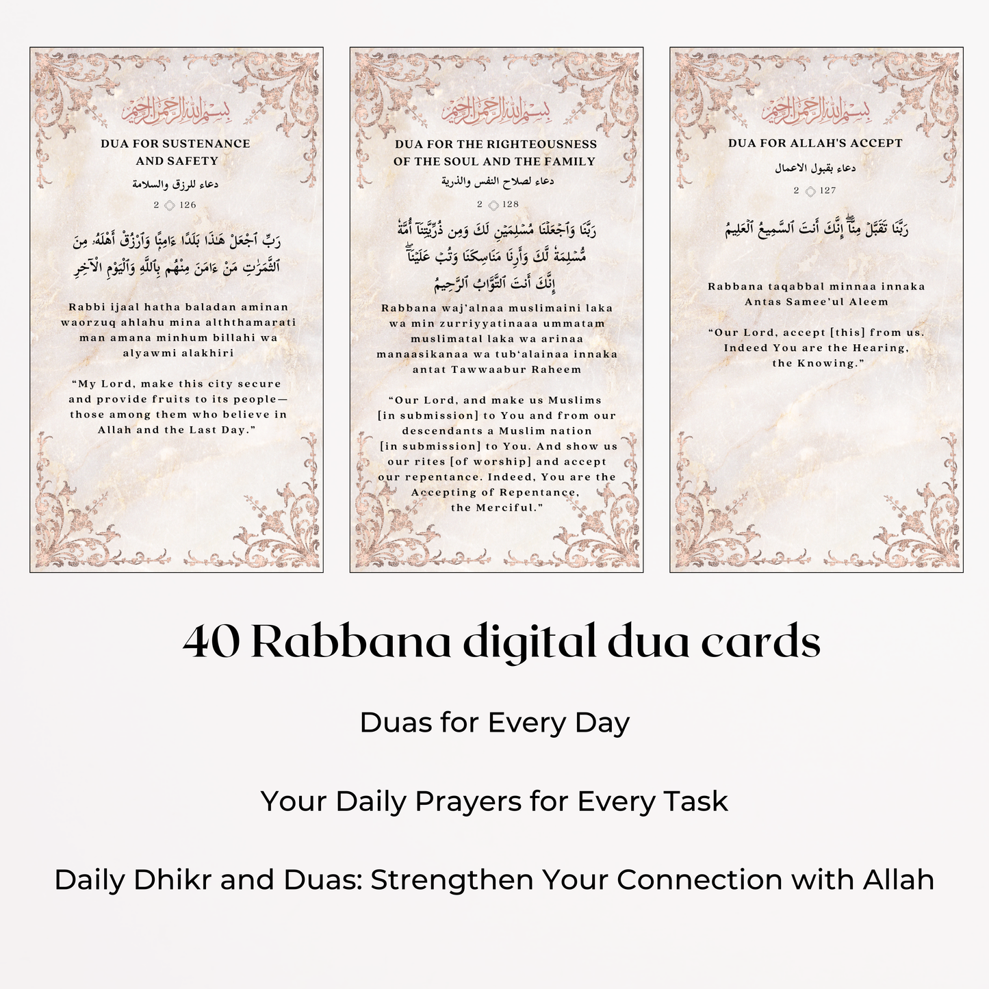 40 rabbana dua cards - Luxurious Vintage Gold and Marble Design