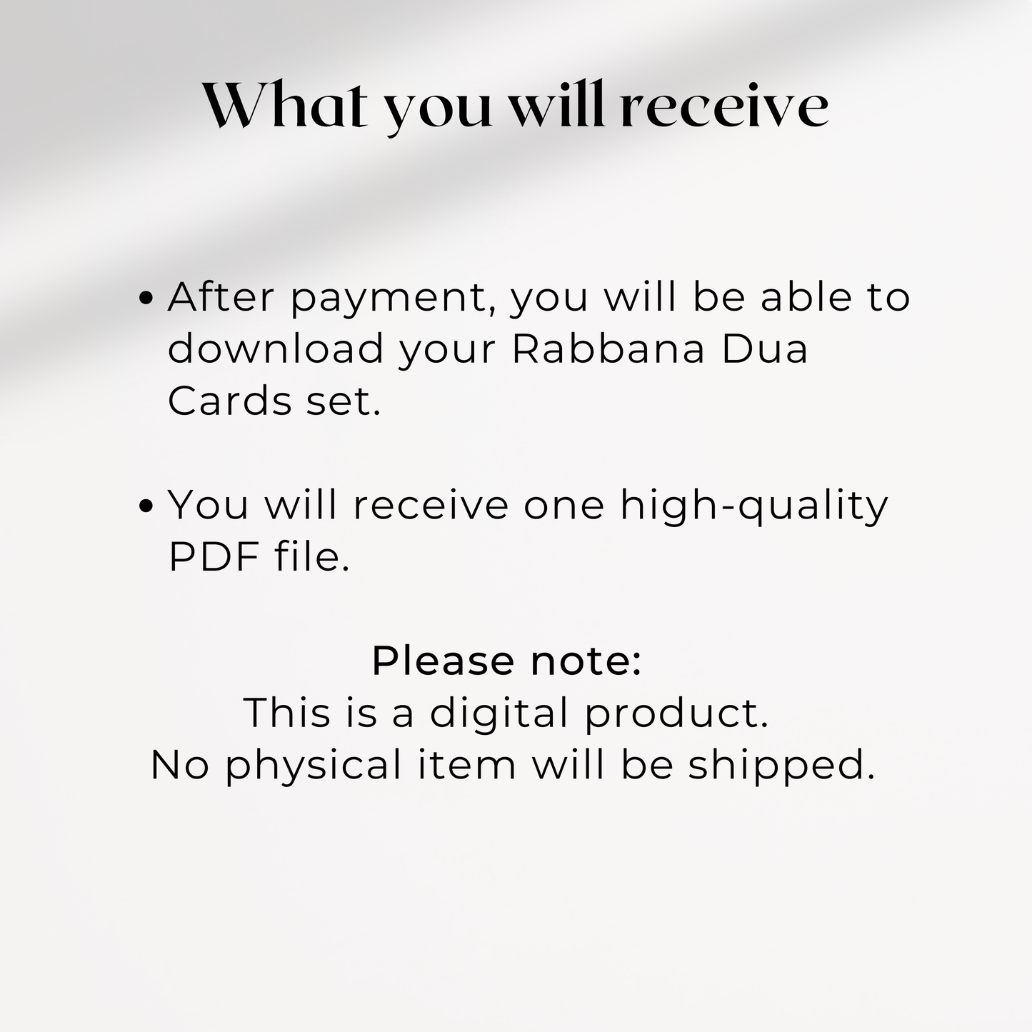 40 rabbana dua cards - Light Grey Rustic Minimalist Design - Only Arabic text